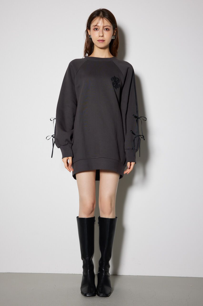 rienda「リボンスリーブ裏起毛ミニワンピース」|ワンピース|