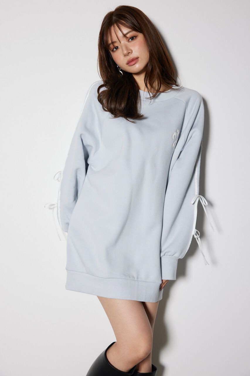 rienda「リボンスリーブ裏起毛ミニワンピース」|ワンピース|