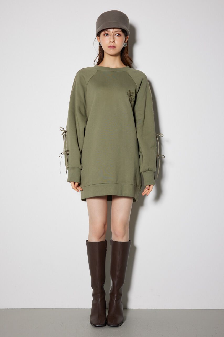 rienda「リボンスリーブ裏起毛ミニワンピース」|ワンピース|