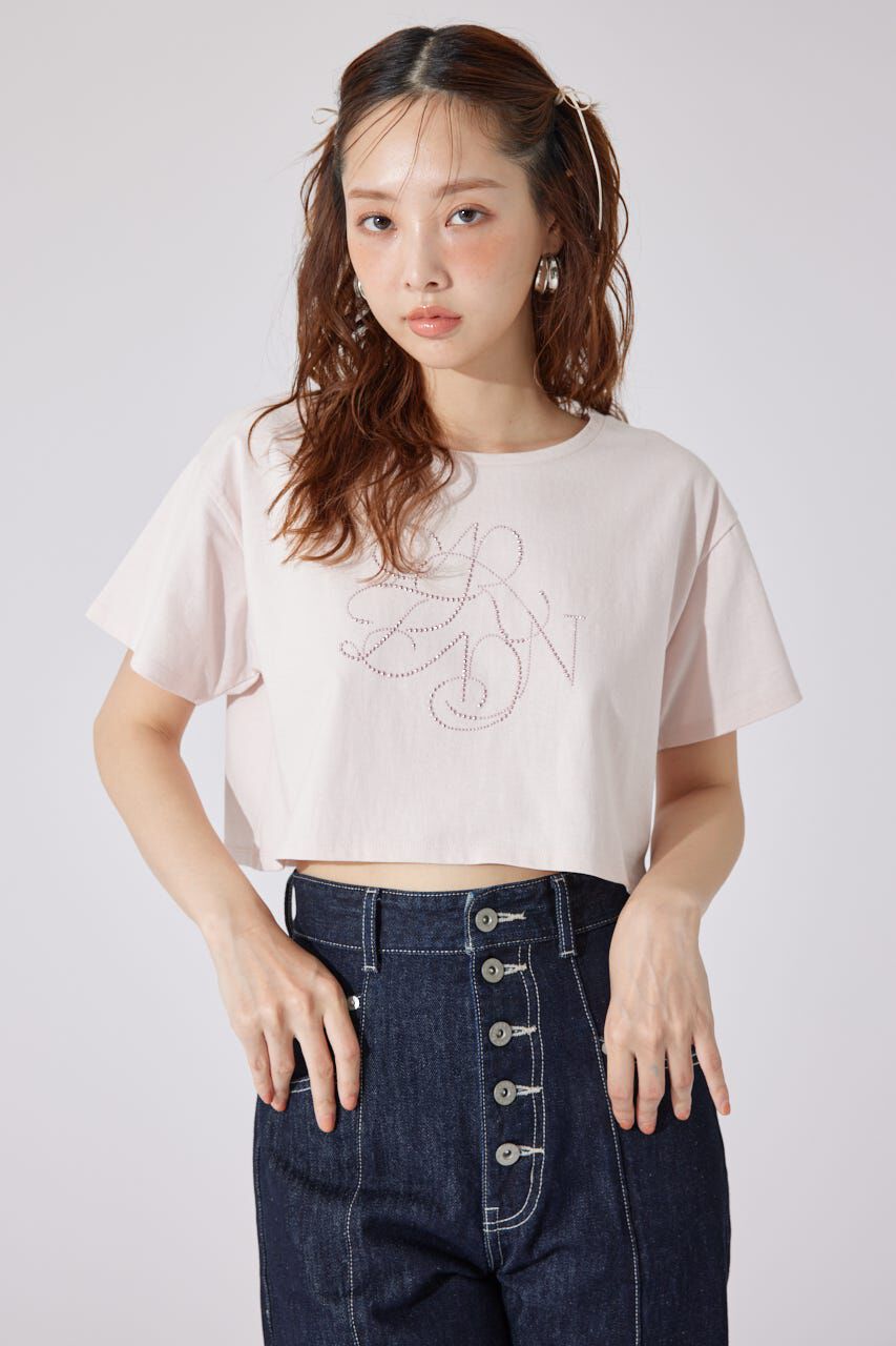 rienda「ラインストーンロゴTシャツ」|Tシャツ・カットソー|