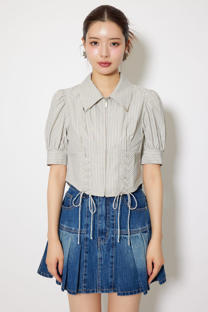 rienda「コンパクトレースアップブラウス」|シャツ・ブラウス|