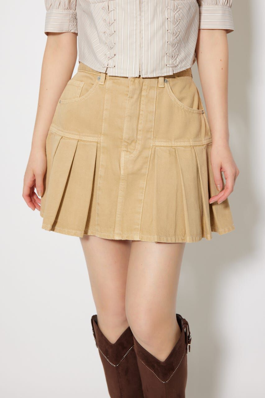 rienda「プリーツデニムスコートショートパンツ」|デニム|