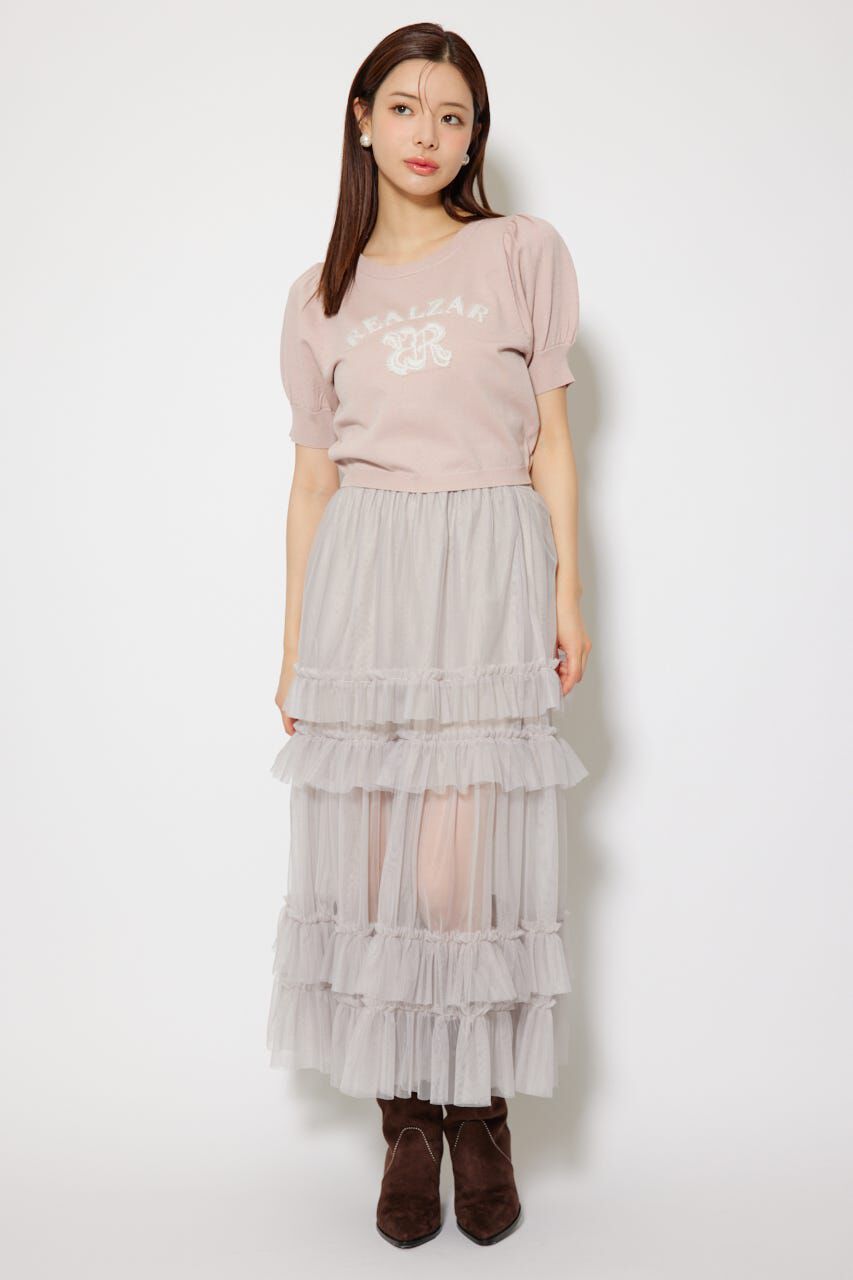 rienda「ジャガードロゴニットトップス」|ニット・セーター|