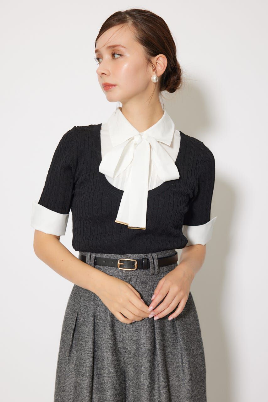 rienda「シャツドッキングハーフスリーブトップス」|ニット・セーター|