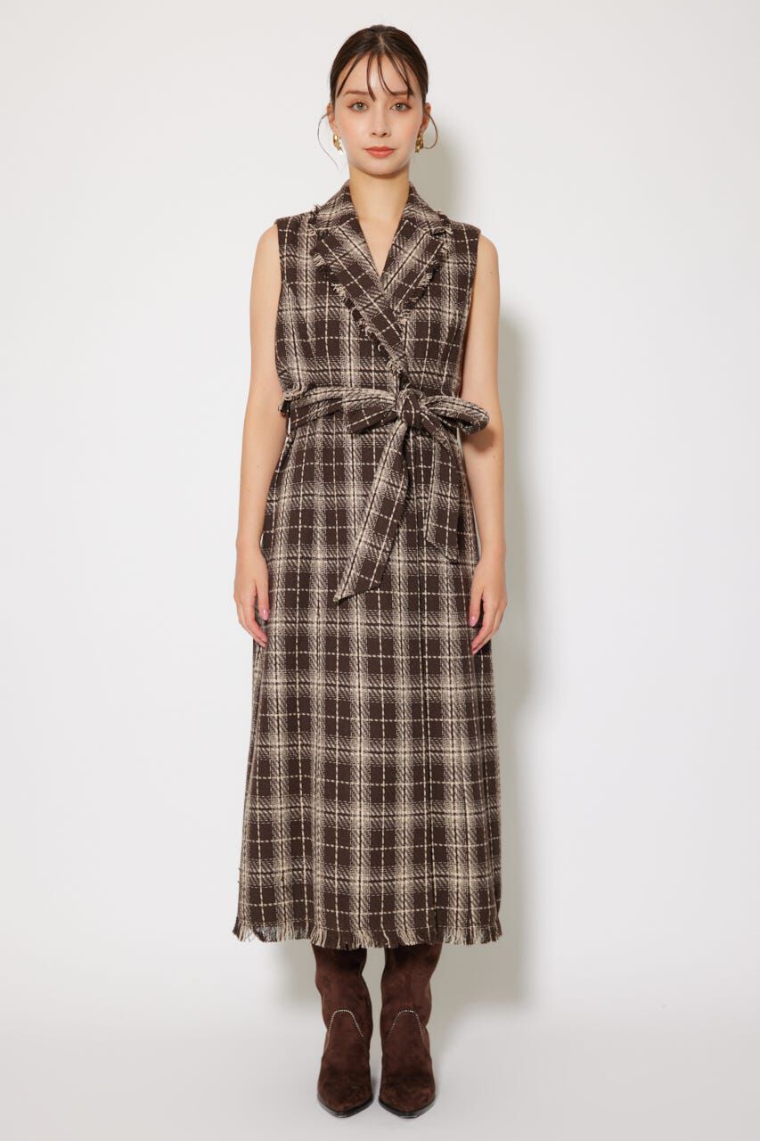 rienda「フリンジロングベスト」|ダウンベスト・ベスト|