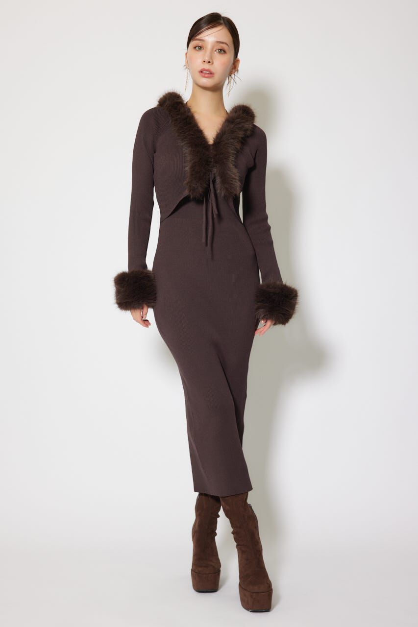 rienda「フェイクファーレディーニットワンピース」|ワンピース|