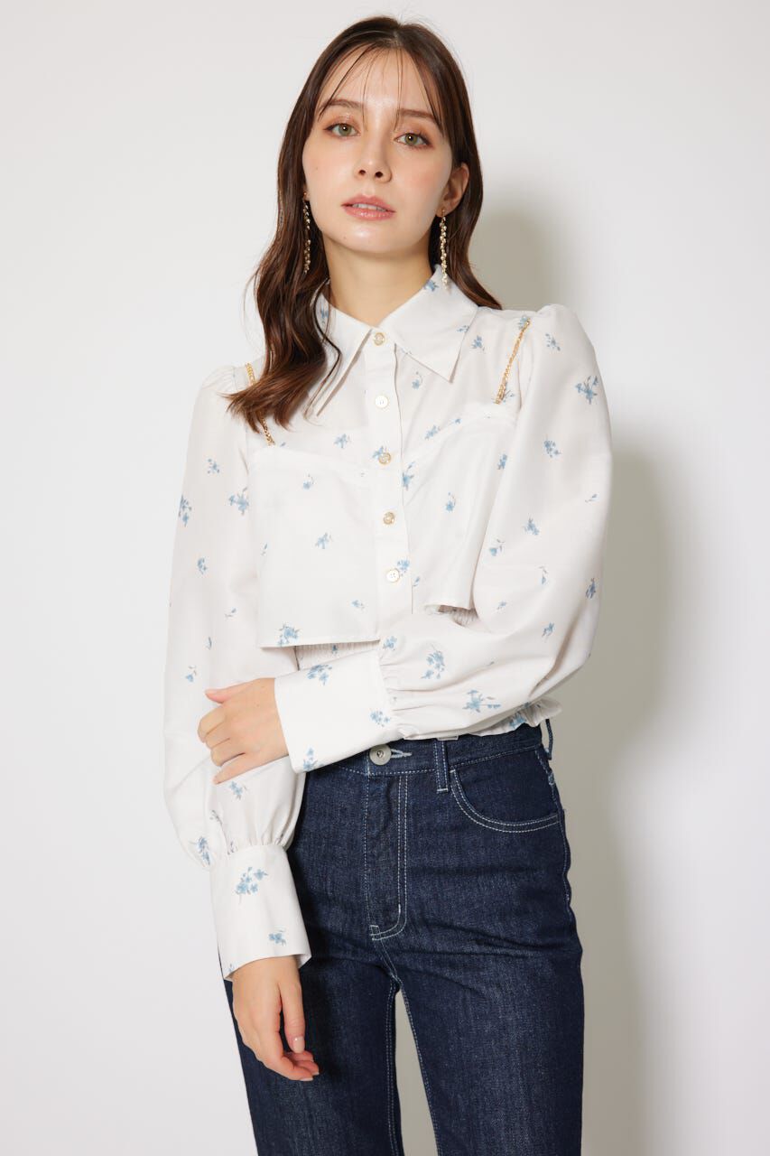 rienda「チェーンデザインシャーリングブラウス」|シャツ・ブラウス|