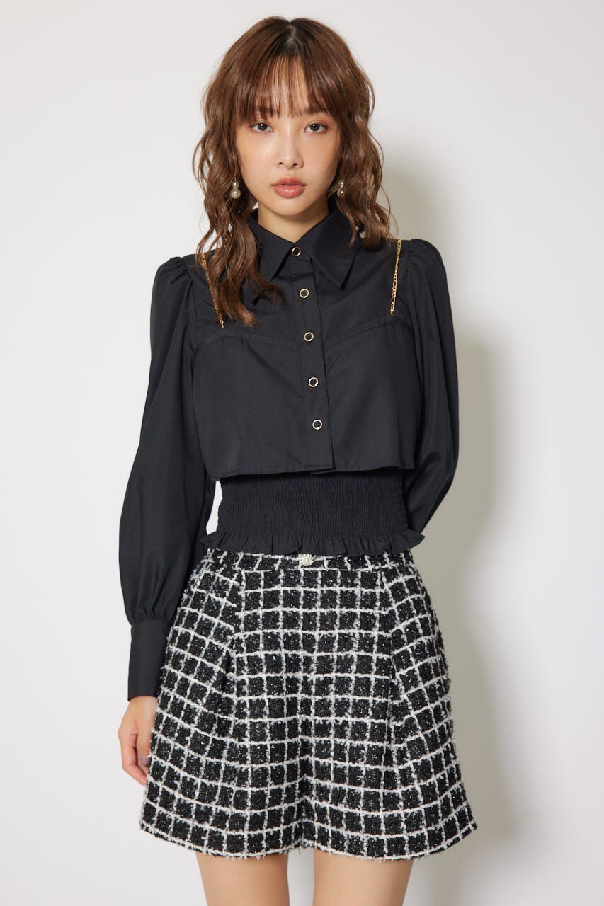 rienda「チェーンデザインシャーリングブラウス」|シャツ・ブラウス|