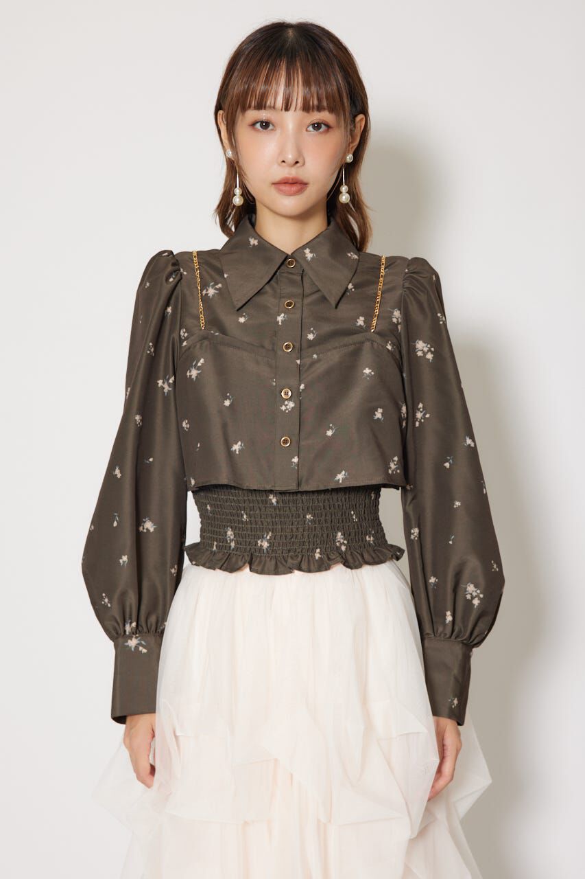 rienda「チェーンデザインシャーリングブラウス」|シャツ・ブラウス|