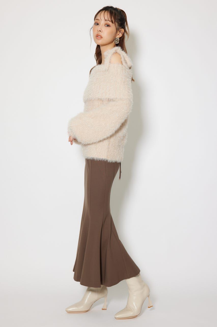 rienda「2WAYファーライクジャガードニットトップス」|ニット・セーター|