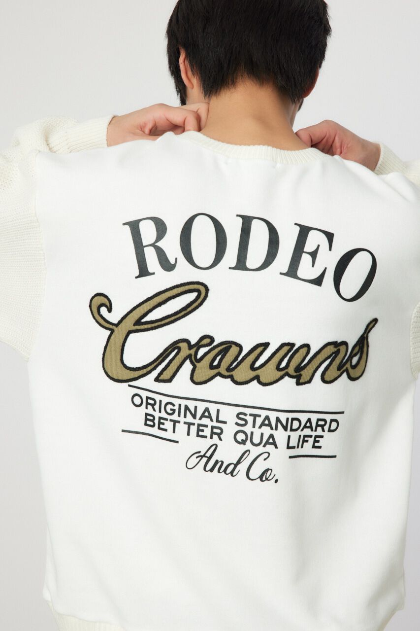 RODEO CROWNS「メンズドッキングロゴニットトップス」|ニット・セーター|O/WHT1