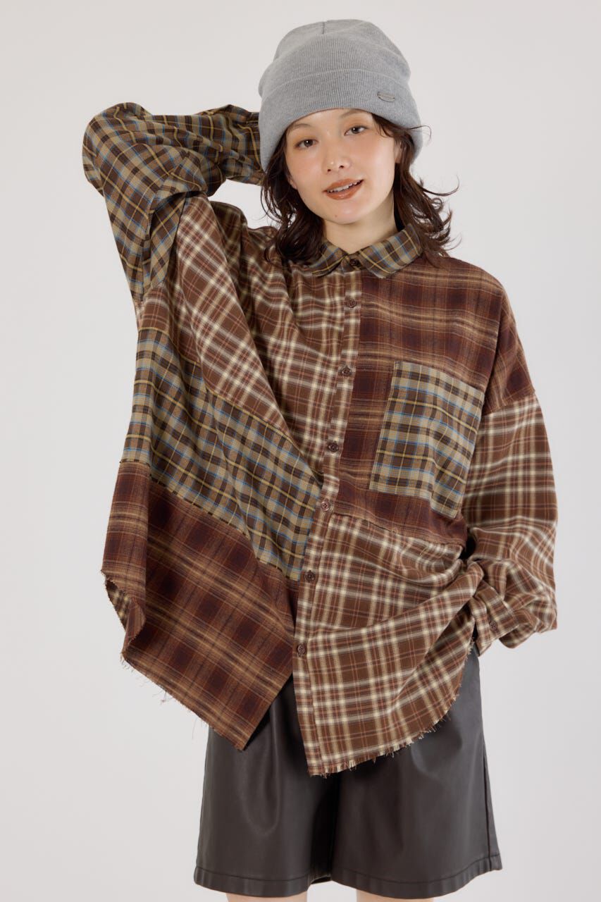 RODEO CROWNS「パッチワークチェックシャツ」|シャツ・ブラウス|