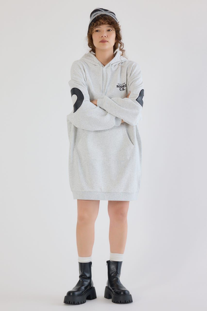 RODEO CROWNS「フェイクレザーパッチパーカーワンピース」|ワンピース|