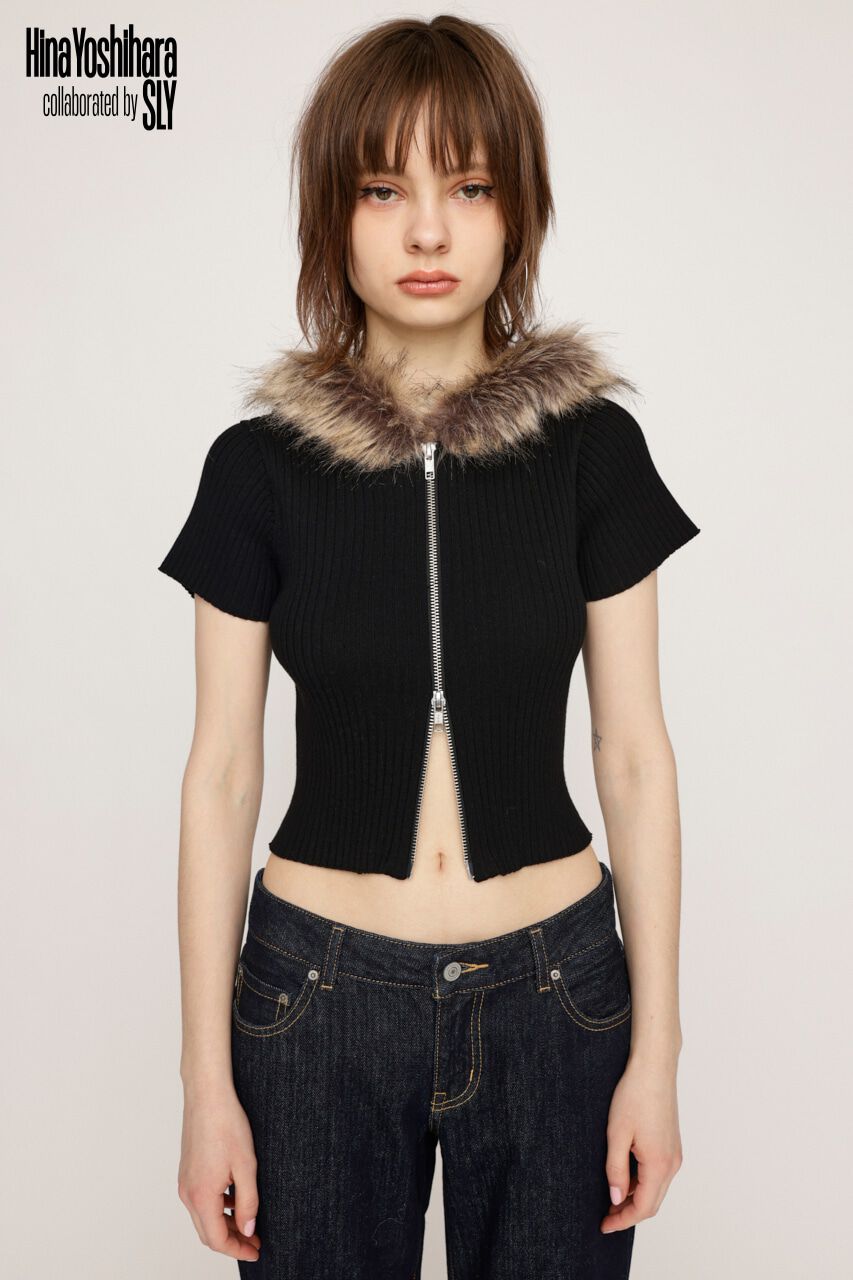 SLY「HinaYoshiharaxSLY KNIT HOODIE」|ニット・セーター|BLK
