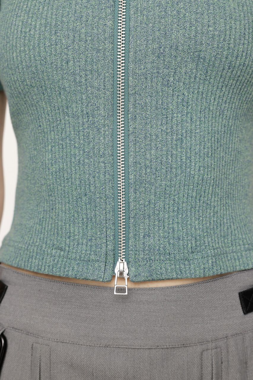 SLY「FRONT ZIP CUT RIB トップス」|Tシャツ・カットソー|