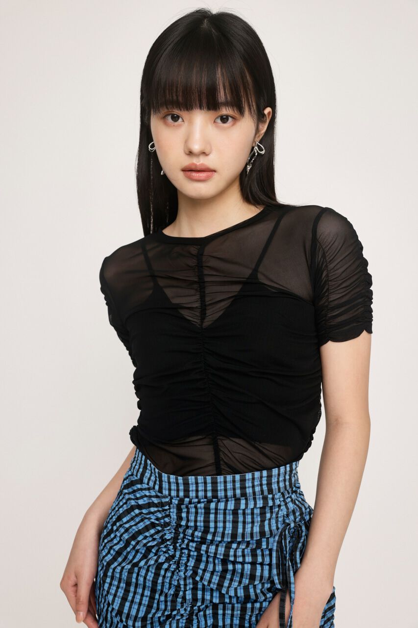 SLY「SHEER GATHER CUT トップス」|Tシャツ・カットソー|