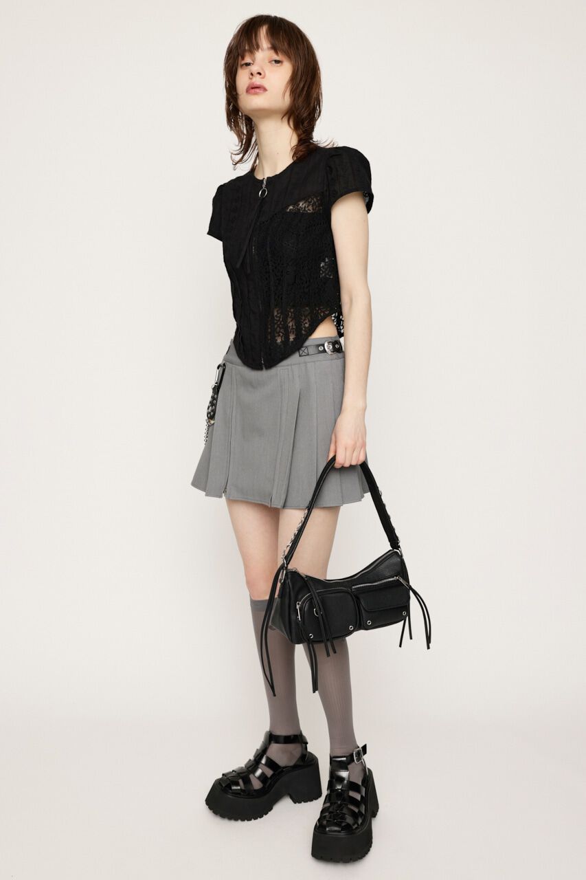 SLY「CAP SLEEVE ZIP LACE トップス」|シャツ・ブラウス|