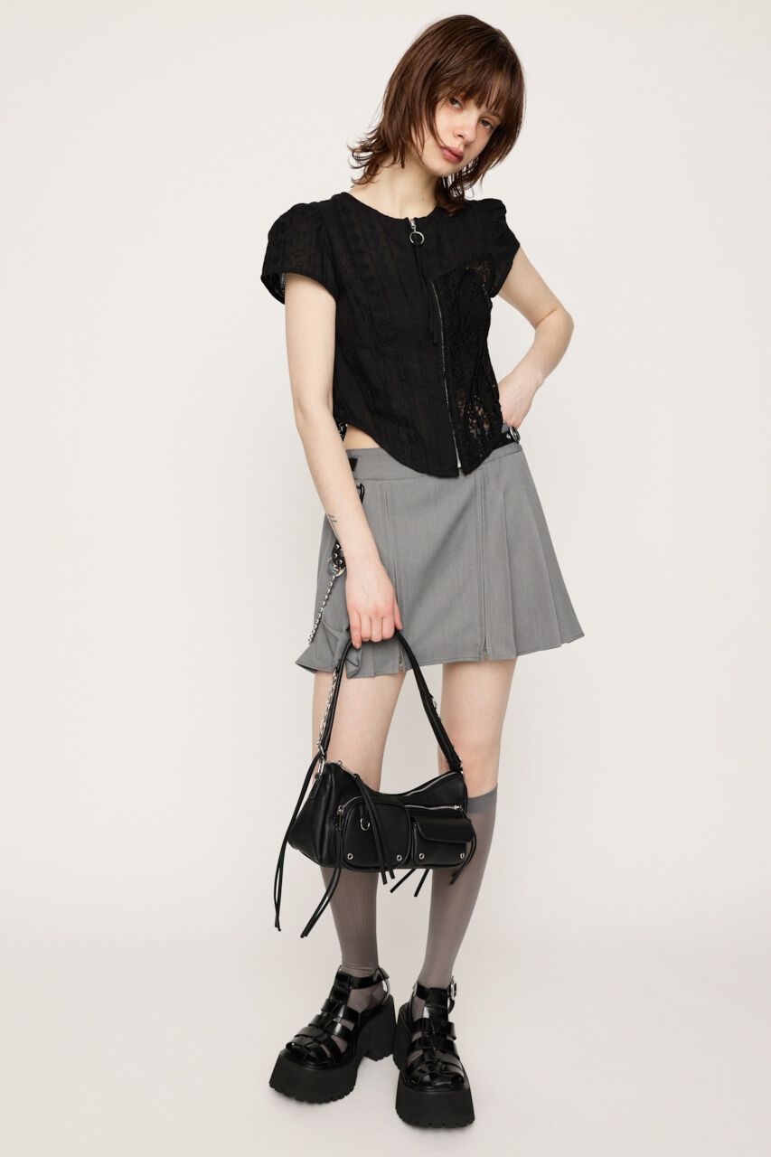 SLY「CAP SLEEVE ZIP LACE トップス」|シャツ・ブラウス|