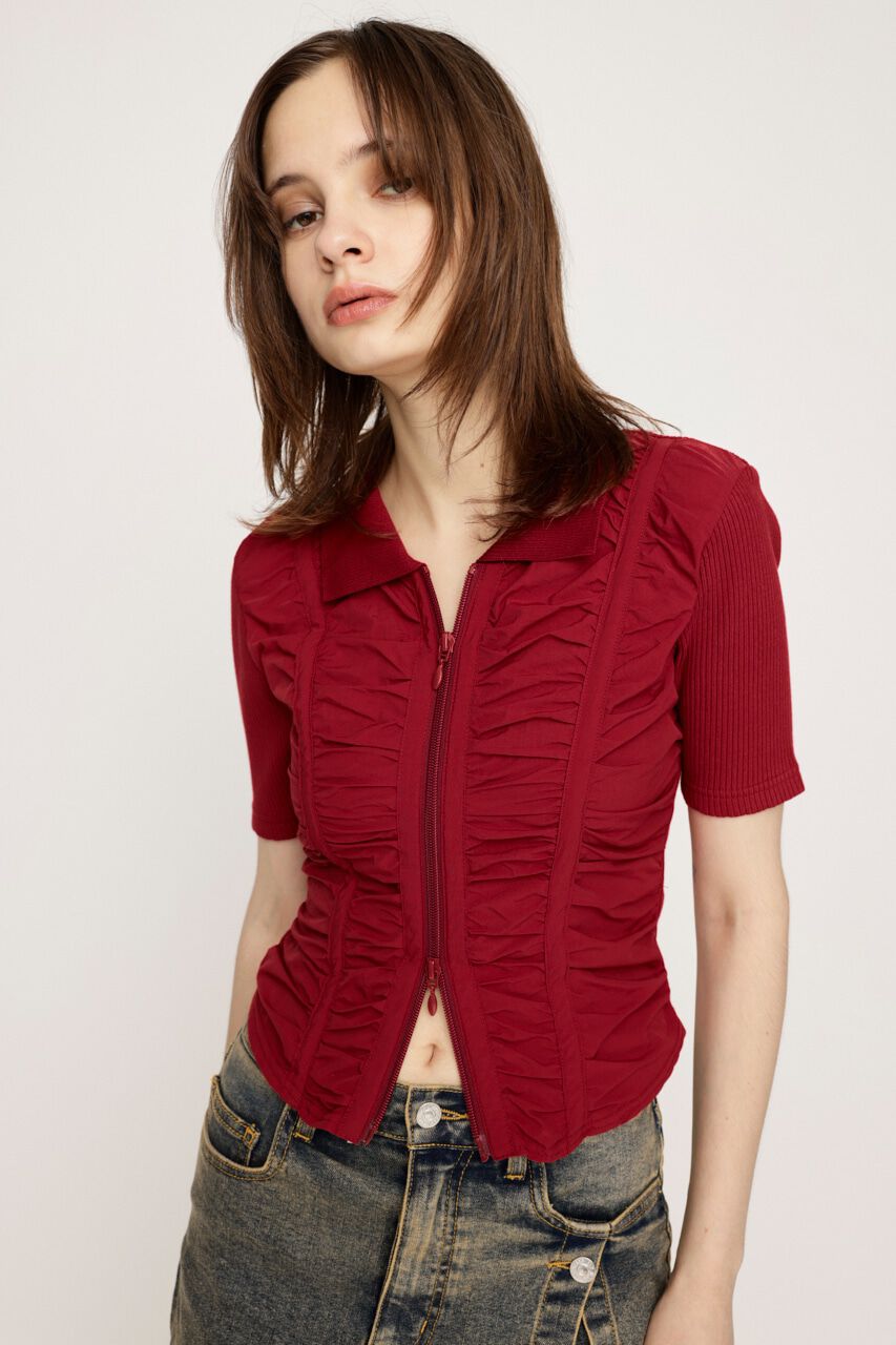 SLY「FRONT GATHER ZIP トップス」|Tシャツ・カットソー|