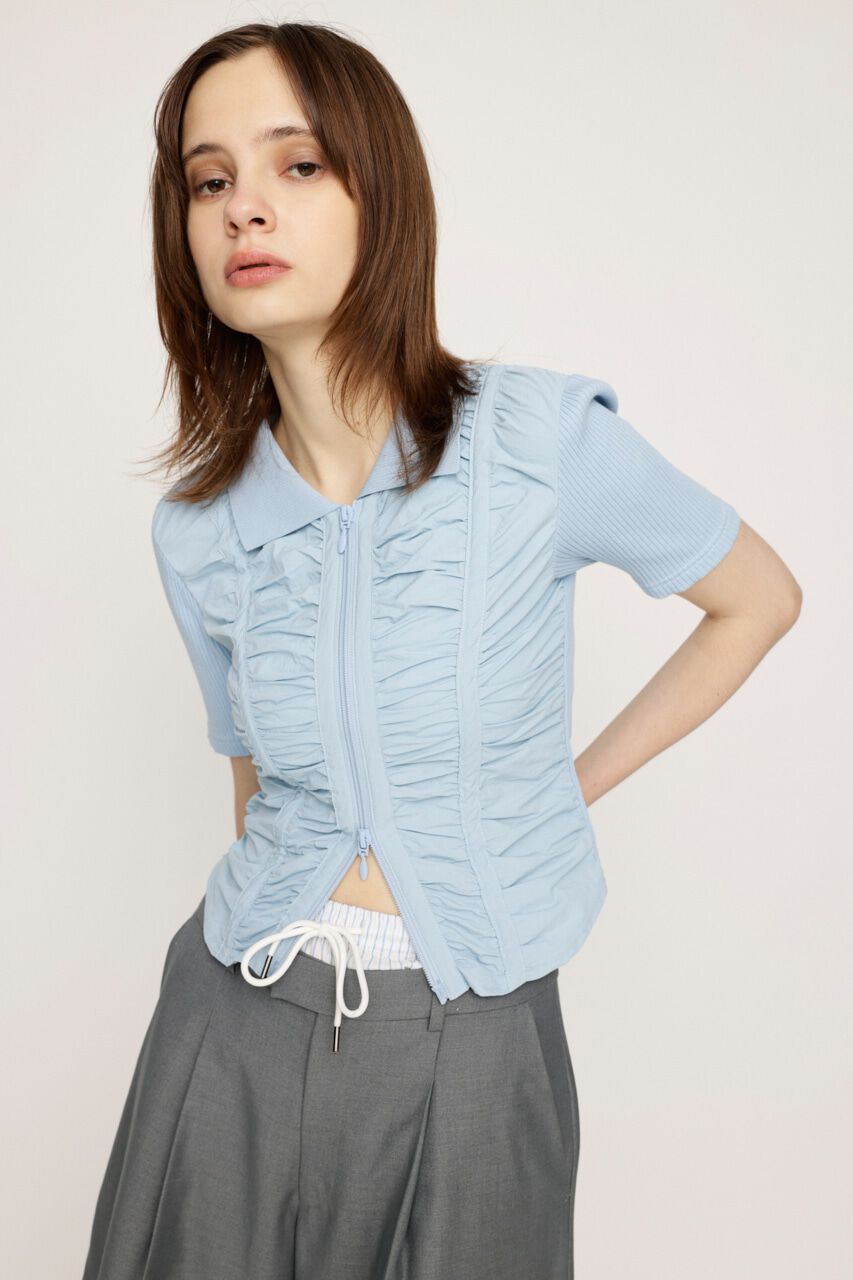 SLY「FRONT GATHER ZIP トップス」|Tシャツ・カットソー|