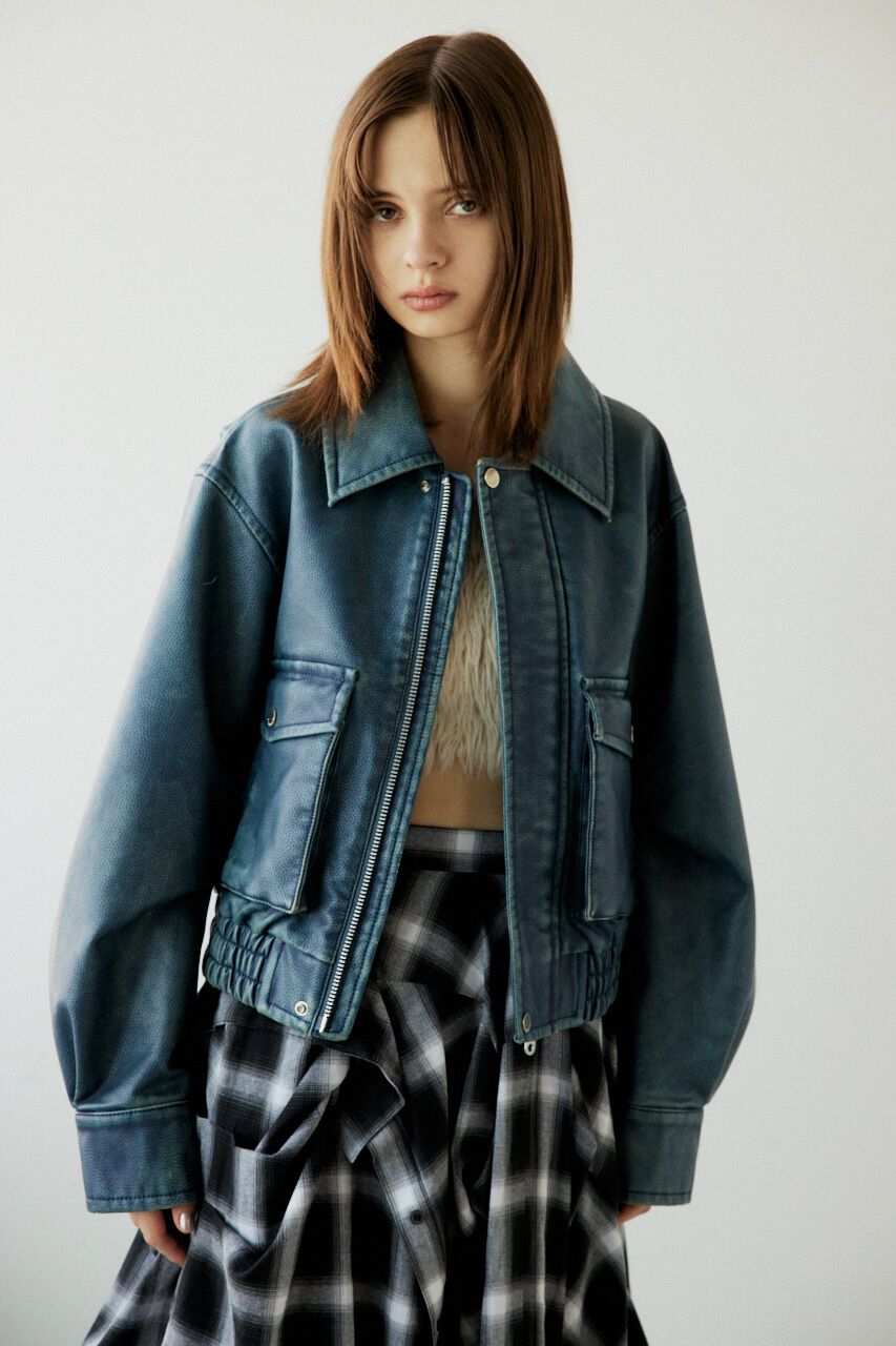 SLY「AGING F／LEATHER FLIGHT ジャケット」|ブルゾン・スタジャン|