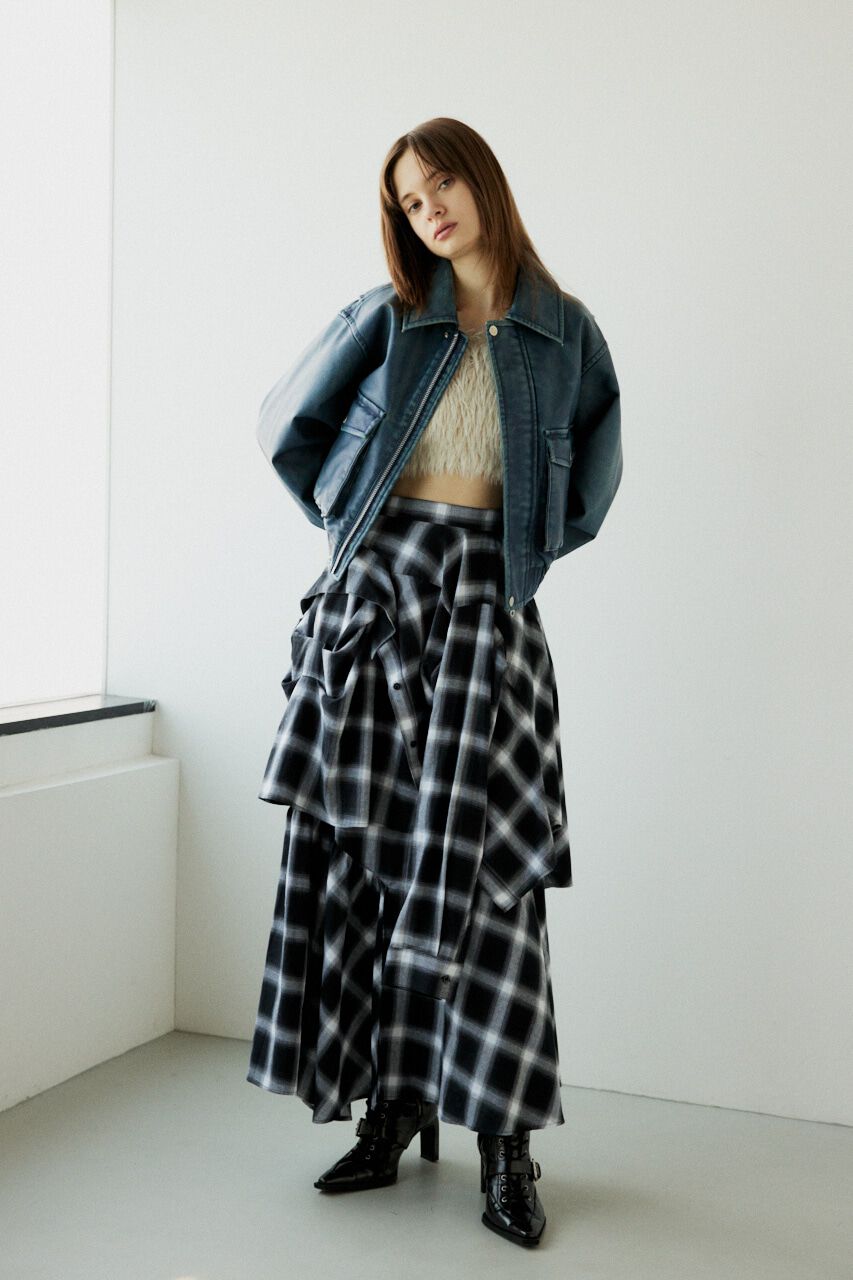 SLY「AGING F／LEATHER FLIGHT ジャケット」|ブルゾン・スタジャン|