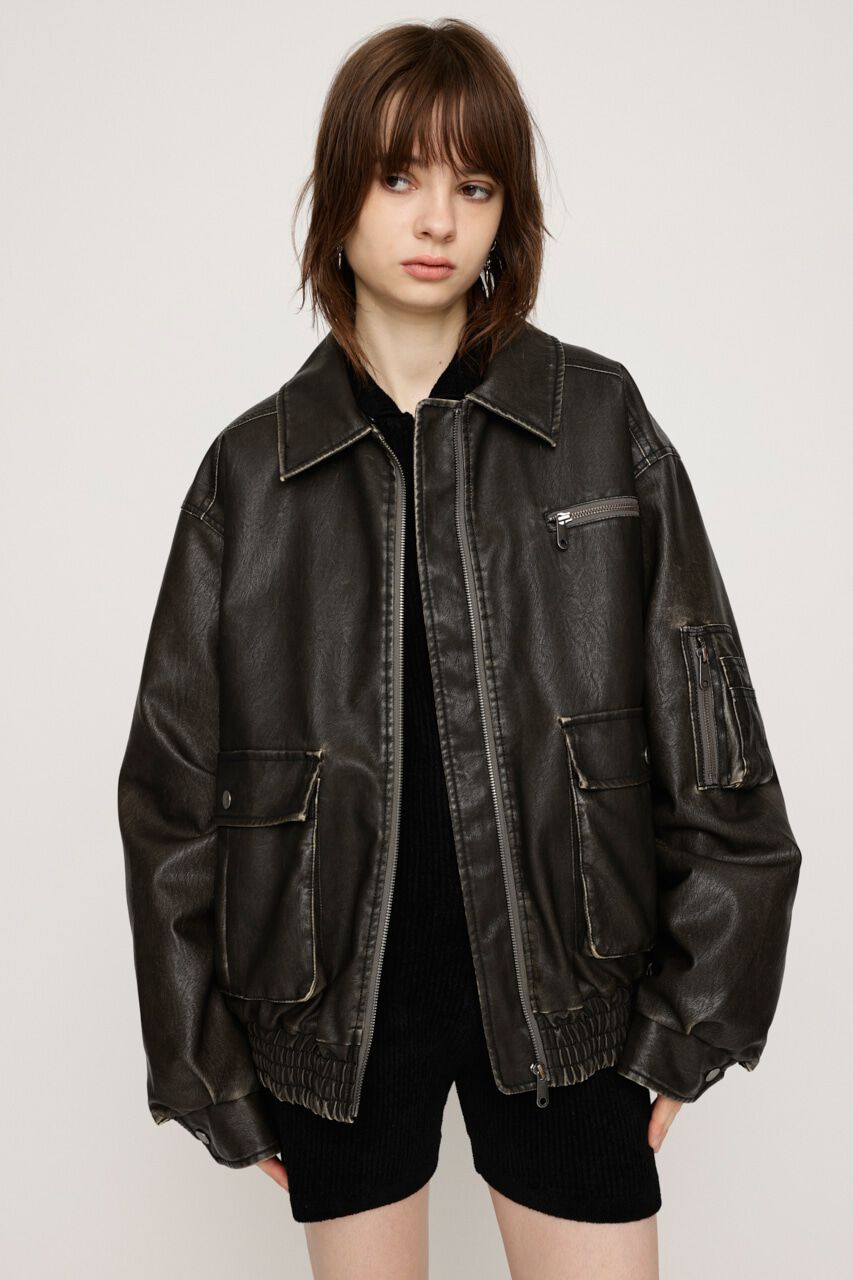 SLY「VINTAGE F／LEATHER S／ブルゾン」|ブルゾン・スタジャン|