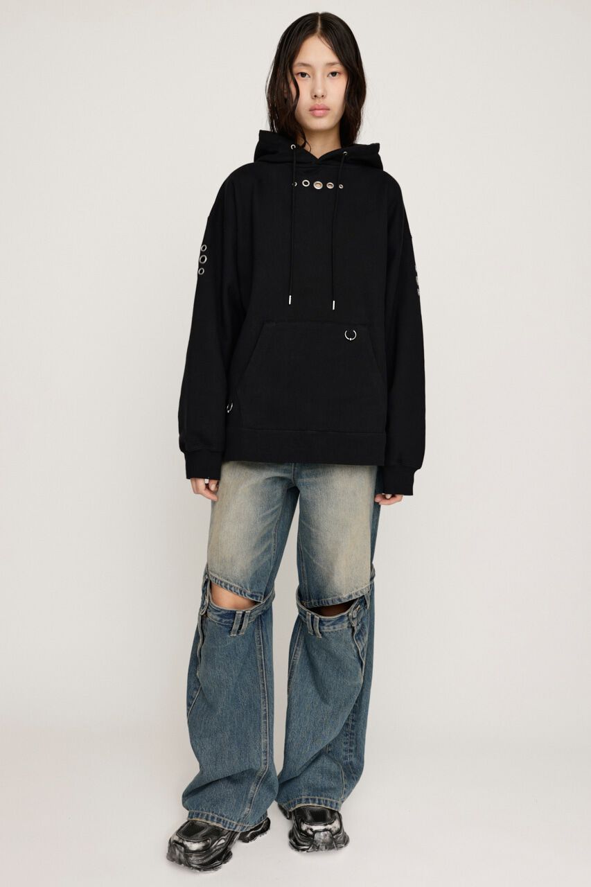 SLY「EYELET SW HOODIE」|パーカー|