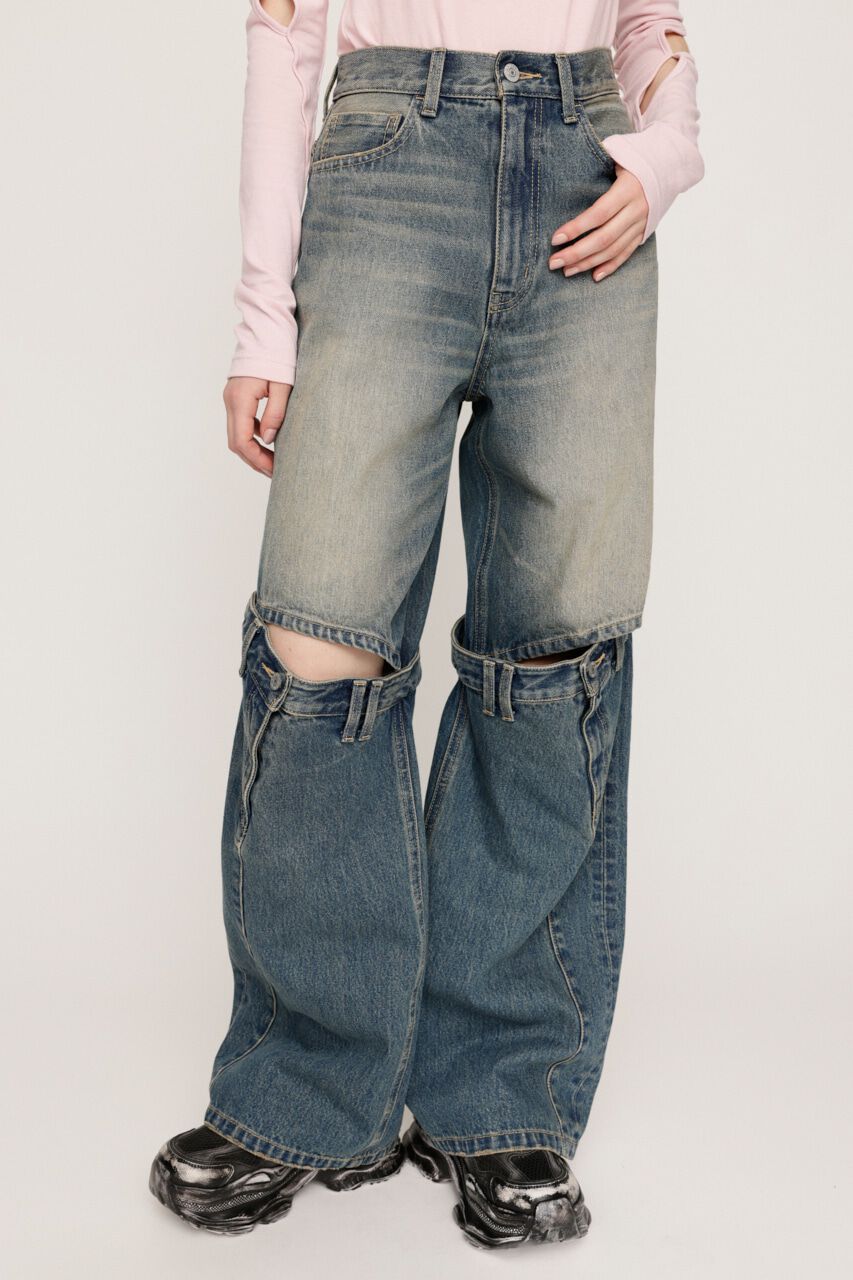 SLY「J／W KNEE DENIM パンツ」|デニム|L/BLU1