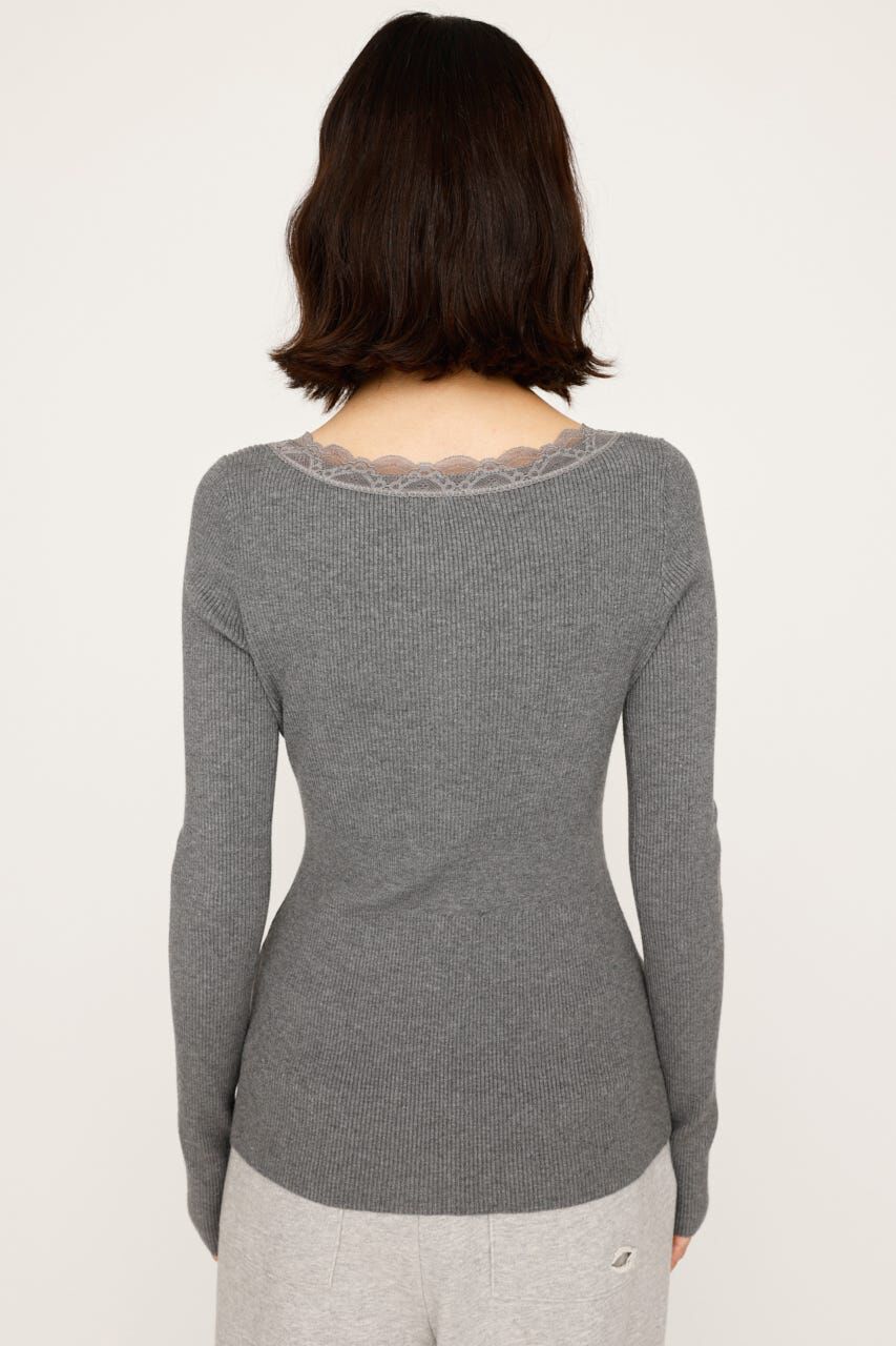SLY「LACE DOCKING FRONT BUTTON トップス」|ニット・セーター|
