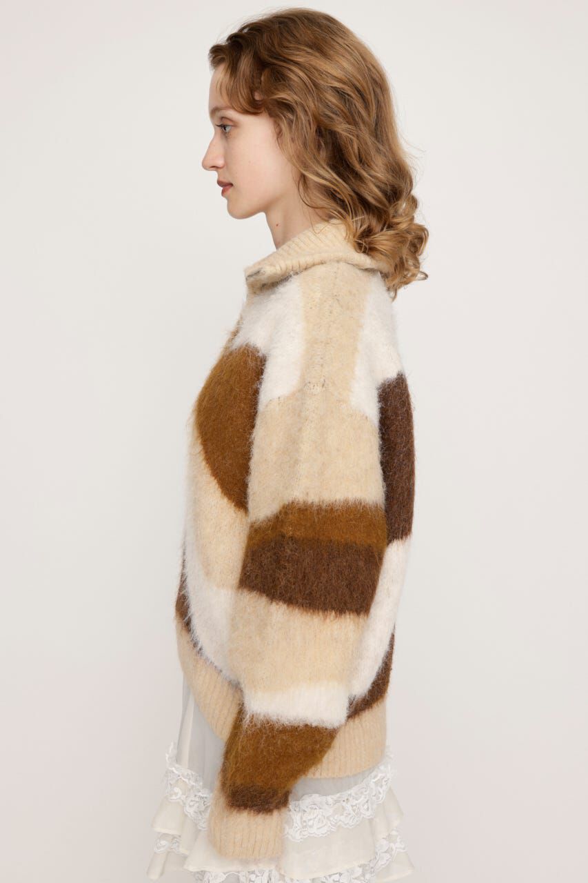 SLY「FRONT ZIP MARBLE KNIT トップス」|ニット・セーター|