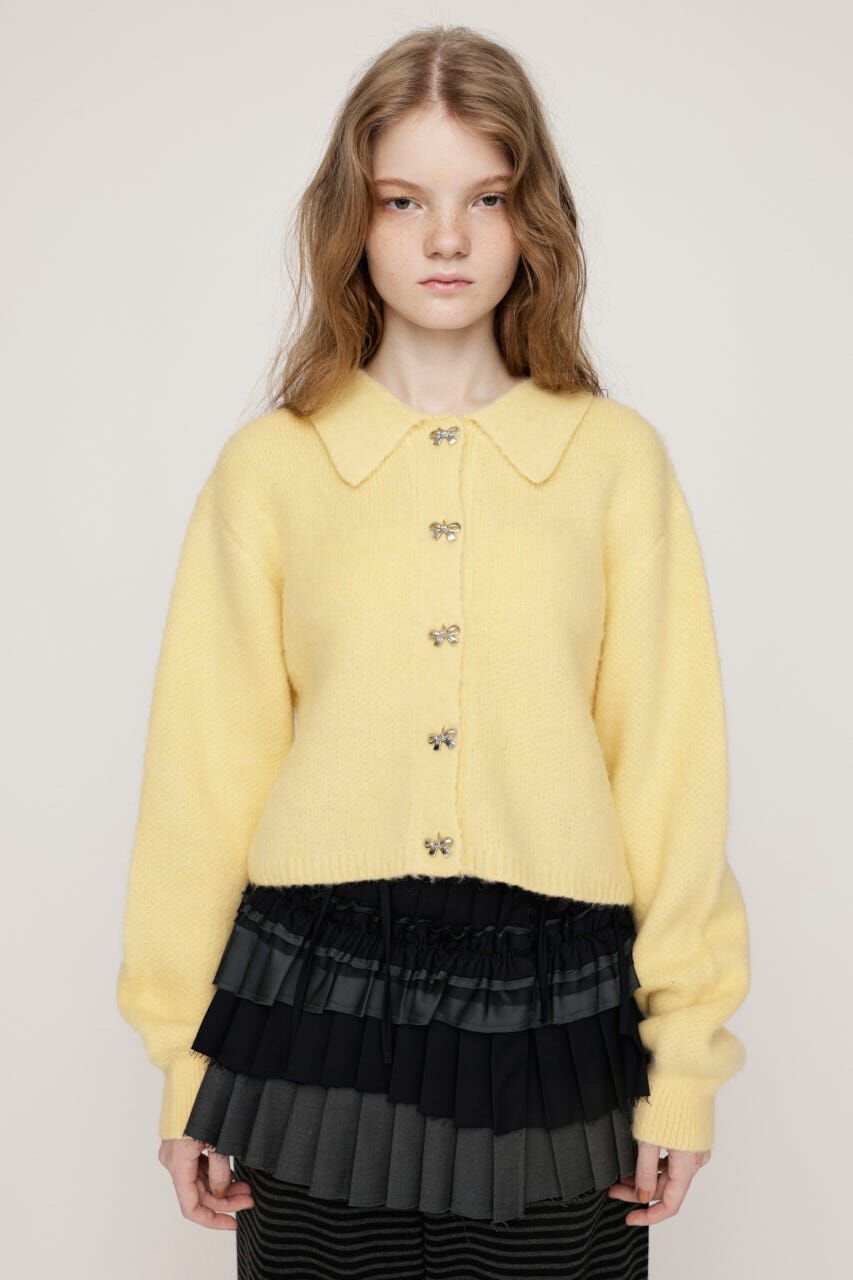 SLY「RIBBON BUTTON SHAGGY カーディガン」|カーディガン|