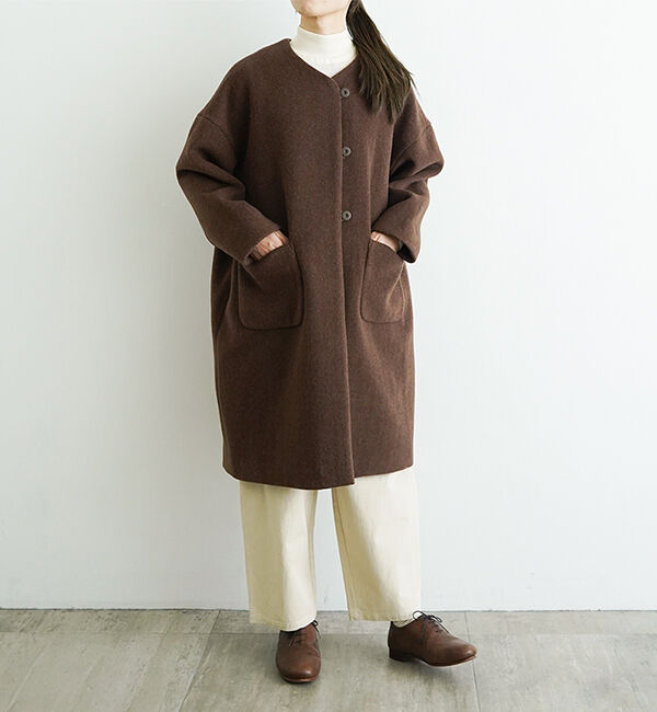 オオカミとフクロウ「オオカミとシロクマのヴィーカ&ldquo;ロングメルトン&rdquo;」|ノーカラーコート|