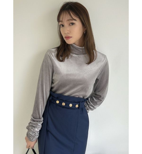 dazzlin「ベロアギャザーカットソー」|Tシャツ・カットソー|グレー