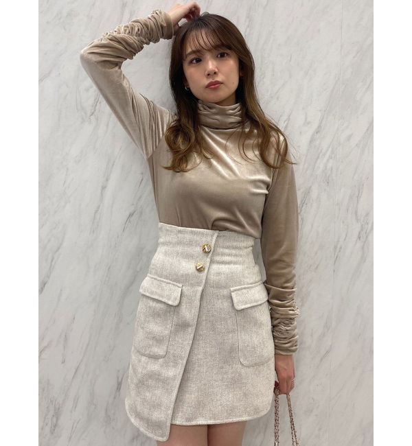 dazzlin「ベロアギャザーカットソー」|Tシャツ・カットソー|ベージュ