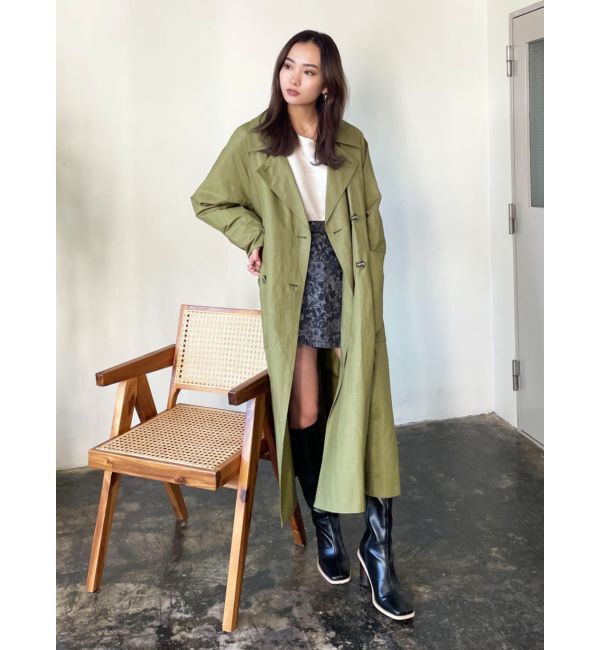 EMODA「ミニマルケープトレンチコート」|トレンチコート|グリーン