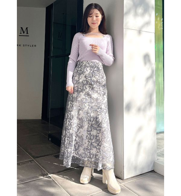 MERCURYDUO「メロンチュールエンブロイダリースカート」|スカート|