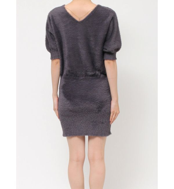 MERCURYDUO「2WAYミニシャギーハーフスリーブネックレス付ミニニットワンピース」|ワンピース|