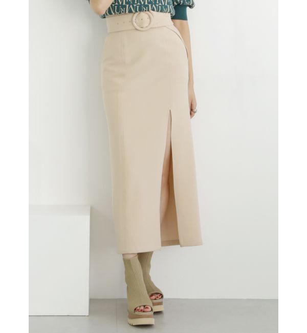 MURUA「ディープスリットペンシルスカート」|スカート|アイボリー