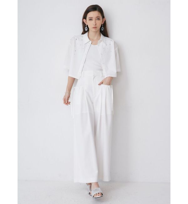 MURUA「ラインストーンクロップトシャツ」|シャツ・ブラウス|