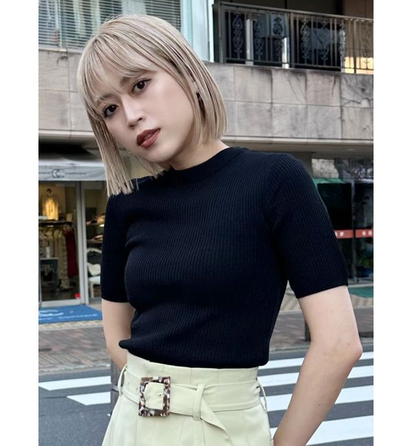 MURUA「ハーフスリーブタイトリブニット」|ニット・セーター|