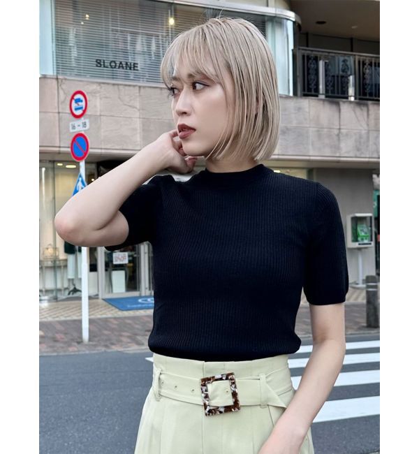 MURUA「ハーフスリーブタイトリブニット」|ニット・セーター|