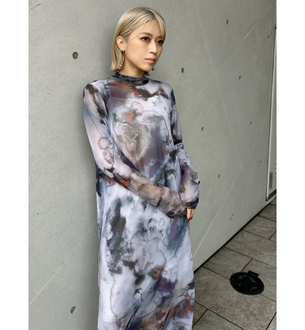 MURUA「ニュアンスパターンシアーワンピース」|ワンピース|