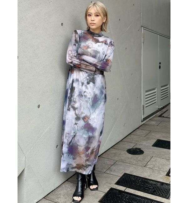 MURUA「ニュアンスパターンシアーワンピース」|ワンピース|