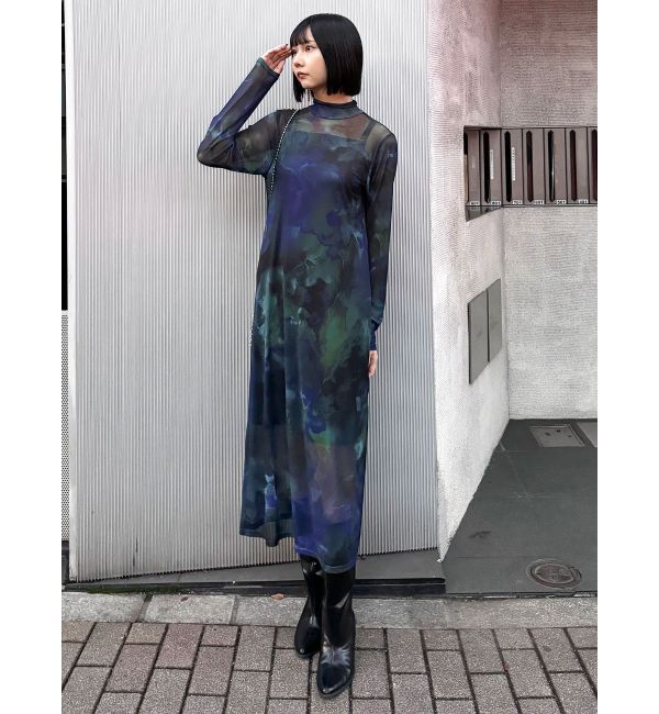 MURUA「ニュアンスパターンシアーワンピース」|ワンピース|