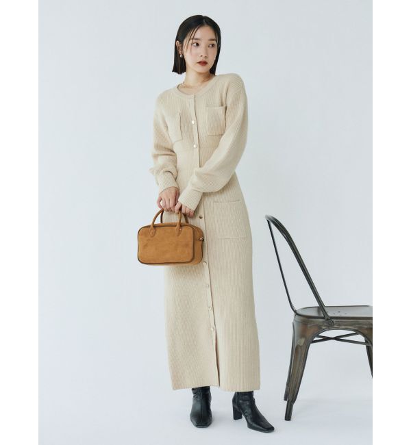 LAGUNAMOON「フロントポケットIラインニットワンピース」|ワンピース|