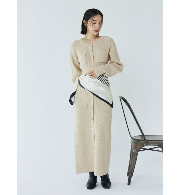 LAGUNAMOON「フロントポケットIラインニットワンピース」|ワンピース|