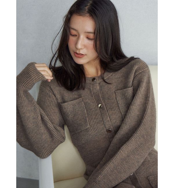 LAGUNAMOON「フロントポケットIラインニットワンピース」|ワンピース|