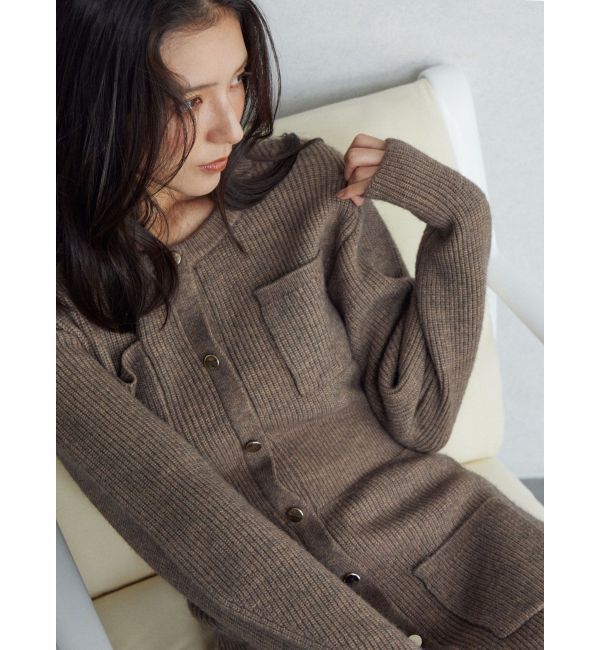 LAGUNAMOON「フロントポケットIラインニットワンピース」|ワンピース|モカ