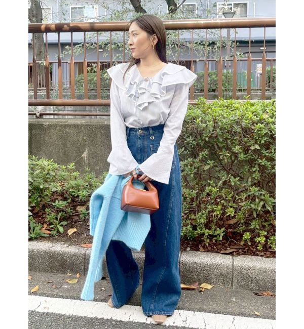 LAGUNAMOON「パッチポケットセミワイドデニムパンツ」|デニム|